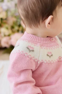 Annette Cardigan - Annette Jacquard - Pink Flutter Marle
