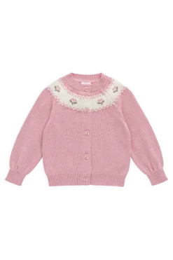 Annette Cardigan - Annette Jacquard - Pink Flutter Marle