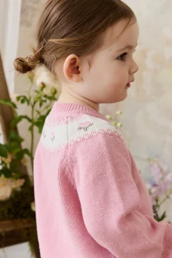 Annette Cardigan - Annette Jacquard - Pink Flutter Marle