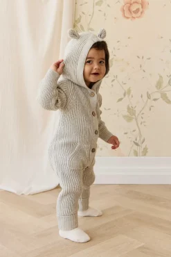 Bear Knit Onepiece - Light Grey Marle