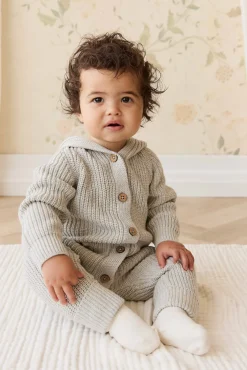 Bear Knit Onepiece - Light Grey Marle