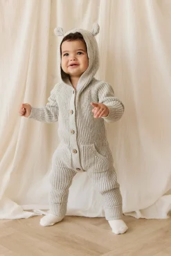 Bear Knit Onepiece - Light Grey Marle