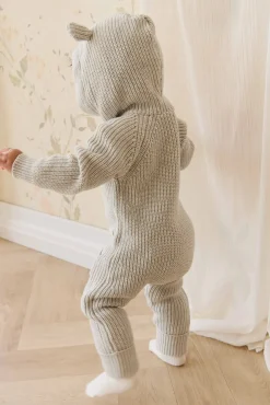 Bear Knit Onepiece - Light Grey Marle