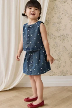 Etta Skirt-Josie Floral Denim
