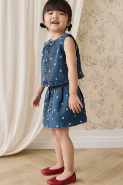Etta Skirt-Josie Floral Denim