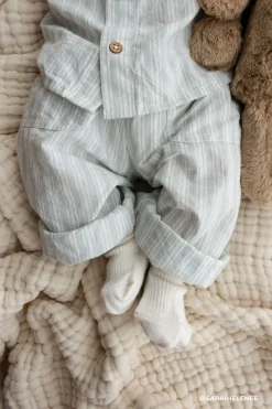 Organic Cotton Albie Pant - Variegated Stripe Shoreline