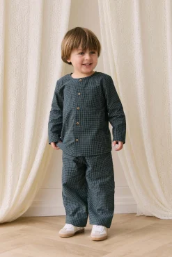 Organic Cotton Albie Top - Forest Grid