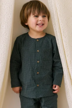 Organic Cotton Albie Top - Forest Grid