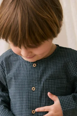 Organic Cotton Albie Top - Forest Grid