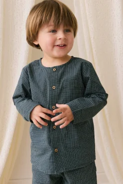 Organic Cotton Albie Top - Forest Grid