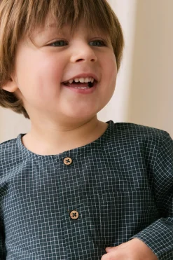 Organic Cotton Albie Top - Forest Grid