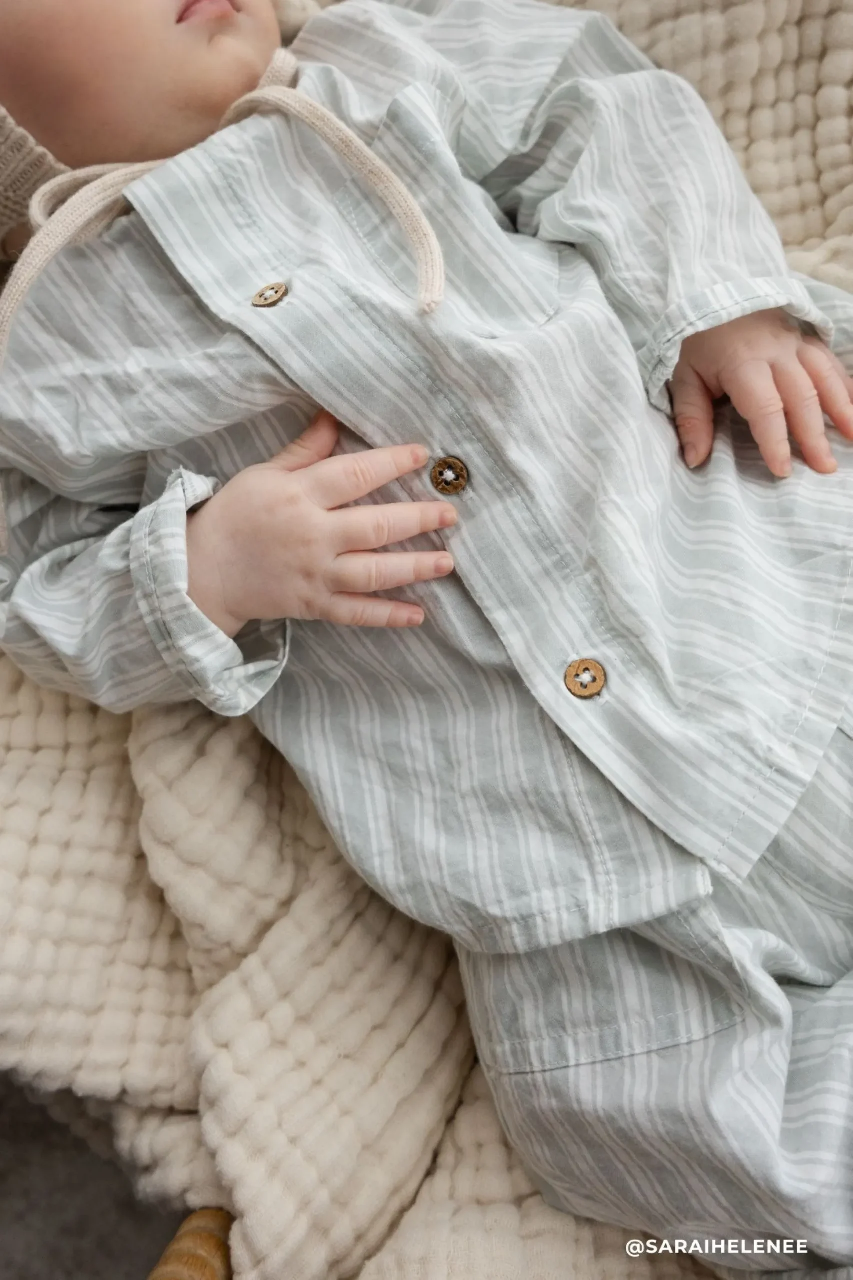 Organic Cotton Albie Top - Variegated Stripe Shoreline