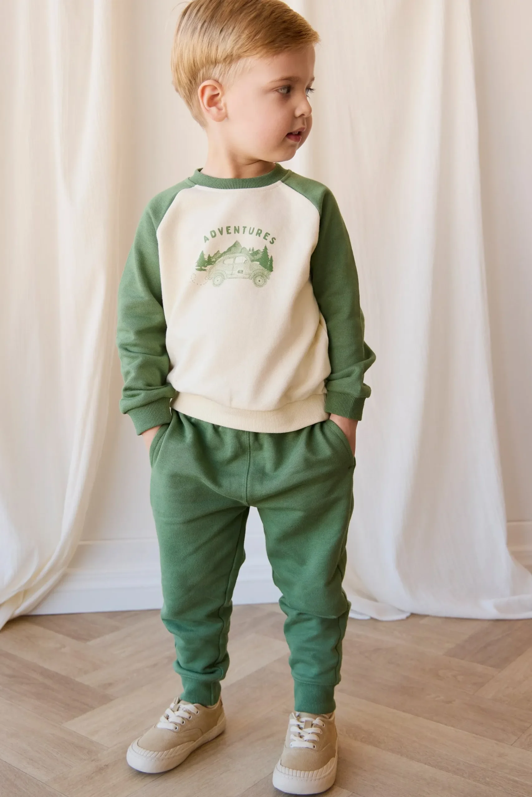 Organic Cotton Alden Sweatshirt - Adventure Buggy Snow Pea