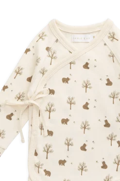 Organic Cotton Ames Wrap Long Sleeve Bodysuit - Honey Bear Cloud