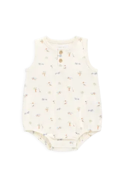 Organic Cotton Archie Playsuit - Savannah Animals Tofu