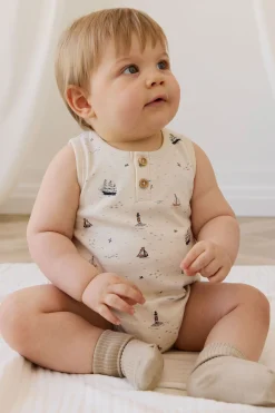 Organic Cotton Archie Playsuit-Sailing Day