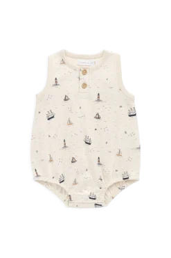 Organic Cotton Archie Playsuit-Sailing Day