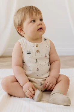 Organic Cotton Archie Playsuit-Sailing Day