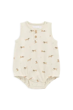 Organic Cotton Archie Playsuit - Play Ball Cassava
