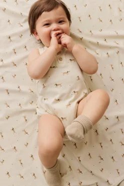 Organic Cotton Archie Playsuit - Play Ball Cassava