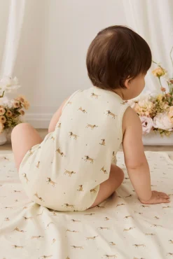 Organic Cotton Archie Playsuit - Play Ball Cassava
