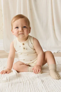 Organic Cotton Archie Playsuit - Forest Night Acorns