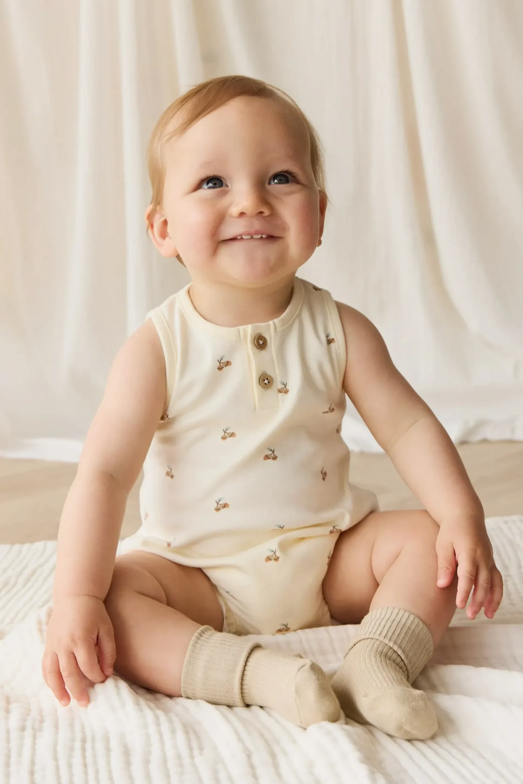 Organic Cotton Archie Playsuit - Forest Night Acorns