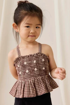 Organic Cotton Auden Top - Cinnamon Gingham