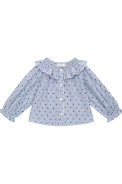 Organic Cotton Bellamy Blouse - Mon Amour Stripe Indigo