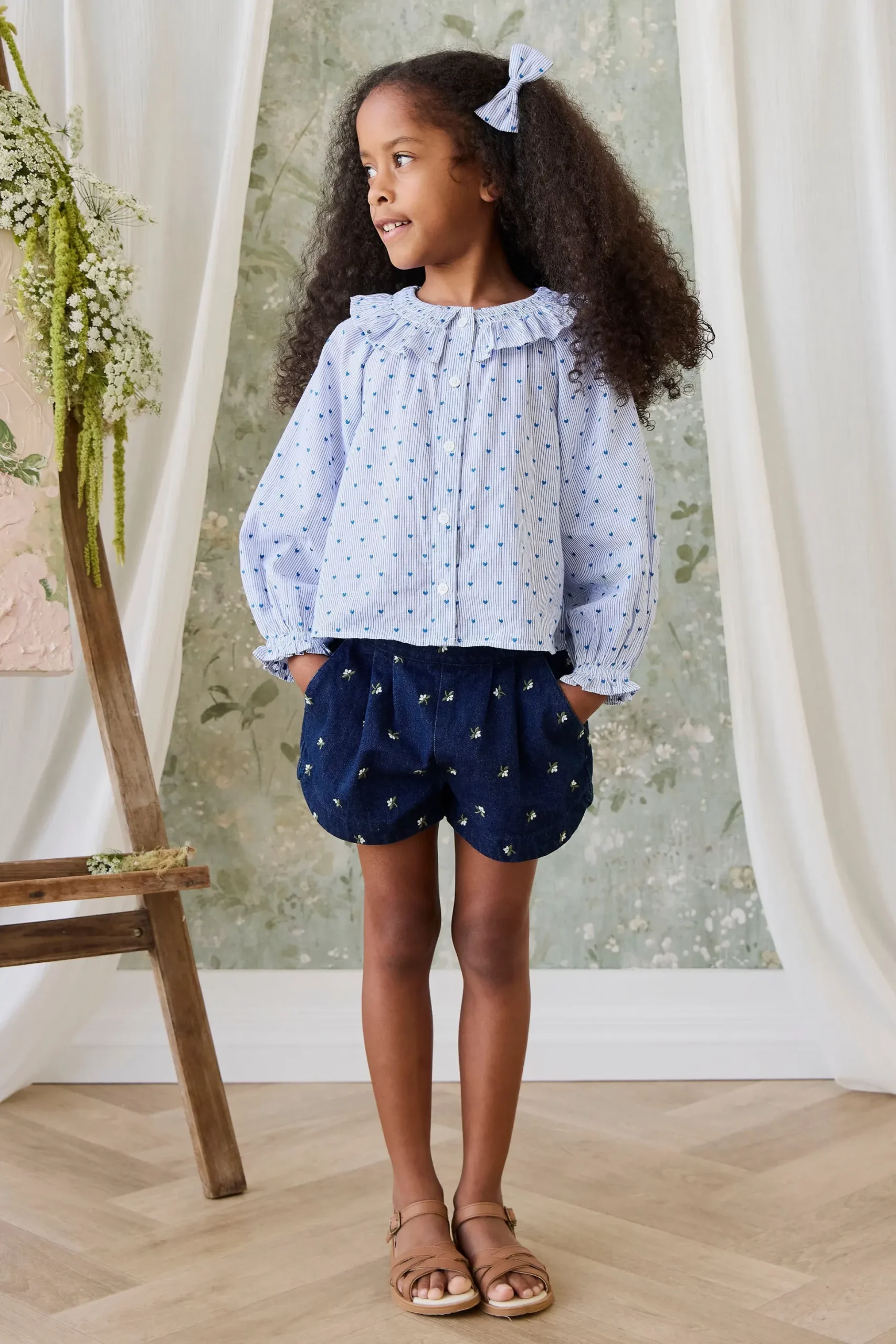 Organic Cotton Bellamy Blouse - Mon Amour Stripe Indigo