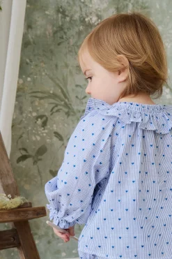 Organic Cotton Bellamy Blouse - Mon Amour Stripe Indigo