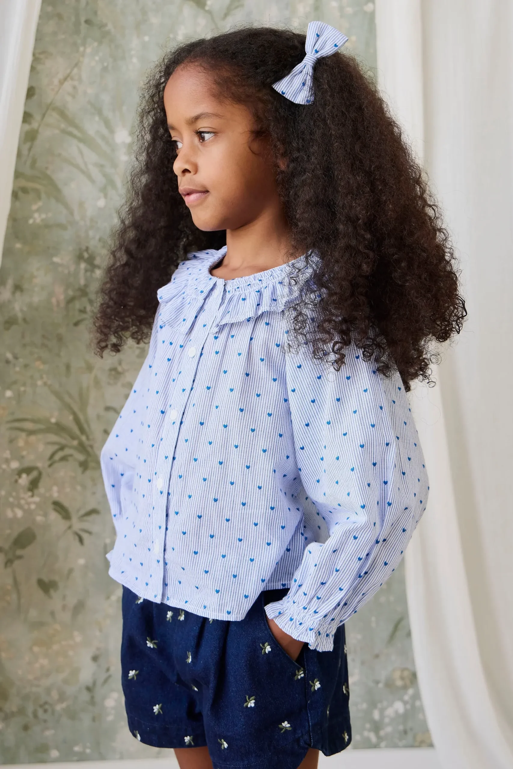 Organic Cotton Bellamy Blouse - Mon Amour Stripe Indigo