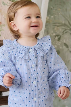 Organic Cotton Bellamy Blouse - Mon Amour Stripe Indigo
