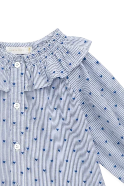 Organic Cotton Bellamy Blouse - Mon Amour Stripe Indigo