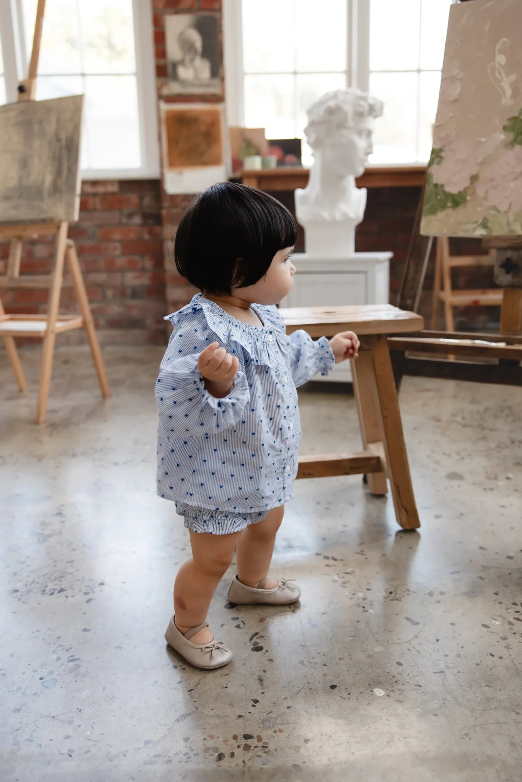 Organic Cotton Bellamy Blouse - Mon Amour Stripe Indigo