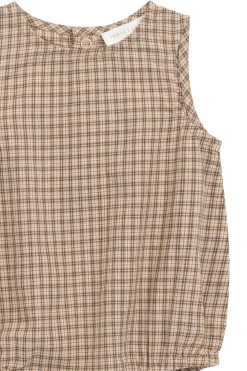 Organic Cotton Bentley Playsuit - Cabin Check Cocoa
