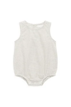 Organic Cotton Bentley Playsuit-Double Windowpane Check Pecan