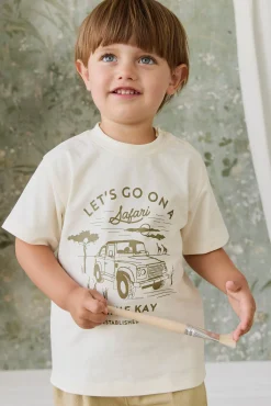 Organic Cotton Bjorn Tee - Parchment Safari Truck