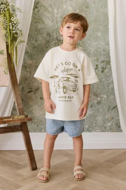 Organic Cotton Bjorn Tee - Parchment Safari Truck