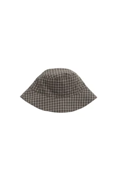 Organic Cotton Bucket Hat - Coffee Grid