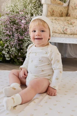 Organic Cotton Cassius Long Sleeve Bodysuit - Playful Honey