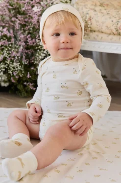 Organic Cotton Cassius Long Sleeve Bodysuit - Playful Honey