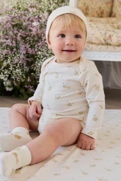 Organic Cotton Cassius Long Sleeve Bodysuit - Playful Honey