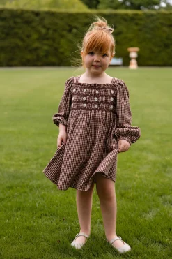 Organic Cotton Cecile Dress - Cinnamon Gingham