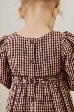 Organic Cotton Cecile Dress - Cinnamon Gingham