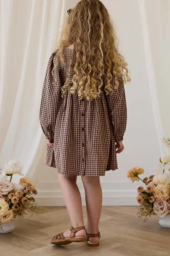 Organic Cotton Cecile Dress - Cinnamon Gingham