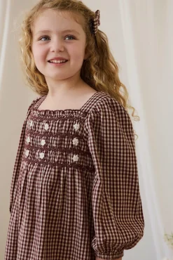 Organic Cotton Cecile Dress - Cinnamon Gingham