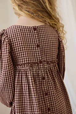 Organic Cotton Cecile Dress - Cinnamon Gingham