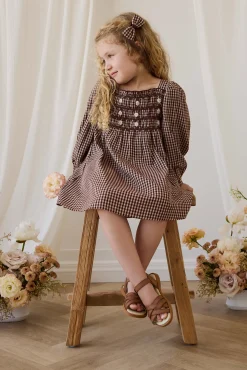 Organic Cotton Cecile Dress - Cinnamon Gingham
