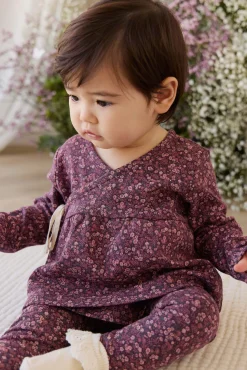 Organic Cotton Clemence Wrap Top - Fig Floral